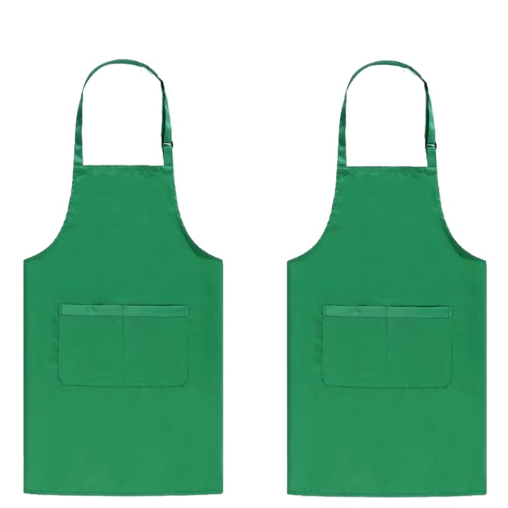 Sorturi din bumbac unisex, cu buzunare, pentru florarii si cafenele, verde, 2 buc