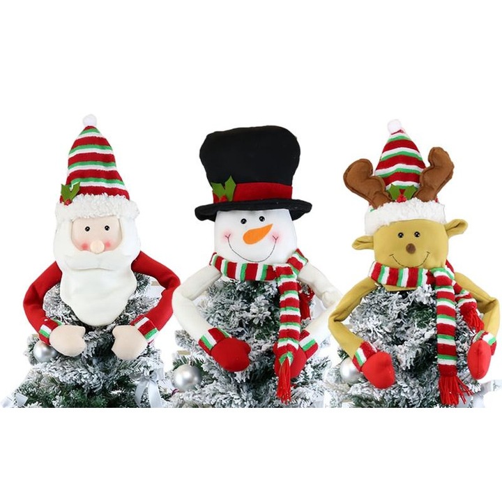 Set 3 figurine pentru pom de Craciun, Poliester, Multicolor