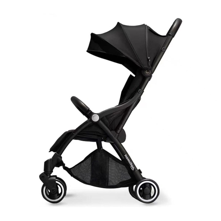 Количка, V9, 3 в 1, сгъваема, количка за пътуване, алуминиева рамка, черна