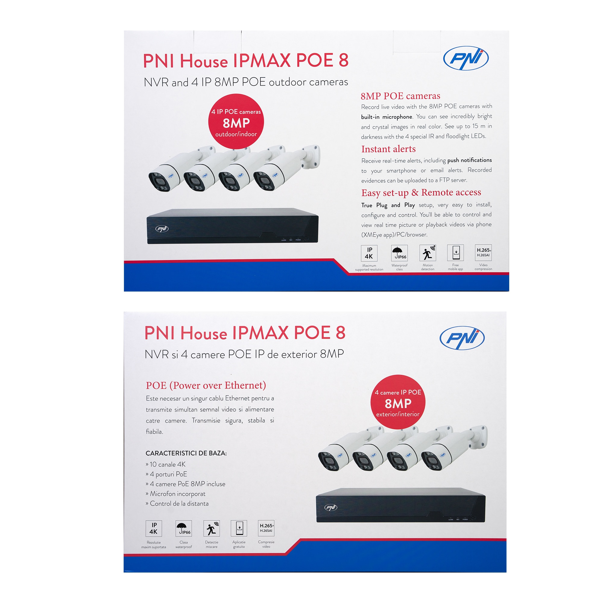 8MP Überwachungsrekorder NVR Recorder Überwachung PNI House NVR IP716J 16 Kanäle 4K POE