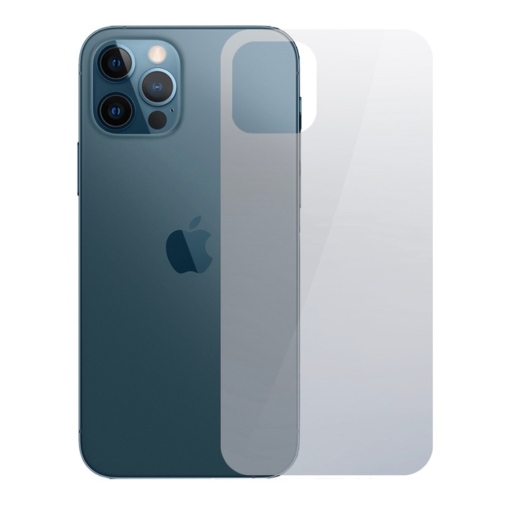 Back Shield фолио, съвместимо с Apple iPhone 12 Pro, Защита на гърба, Хидрогел в 3 слоя, Анти-пожълтяване, Анти-UV, Регенерируем, Анти-шок, Лесен монтаж