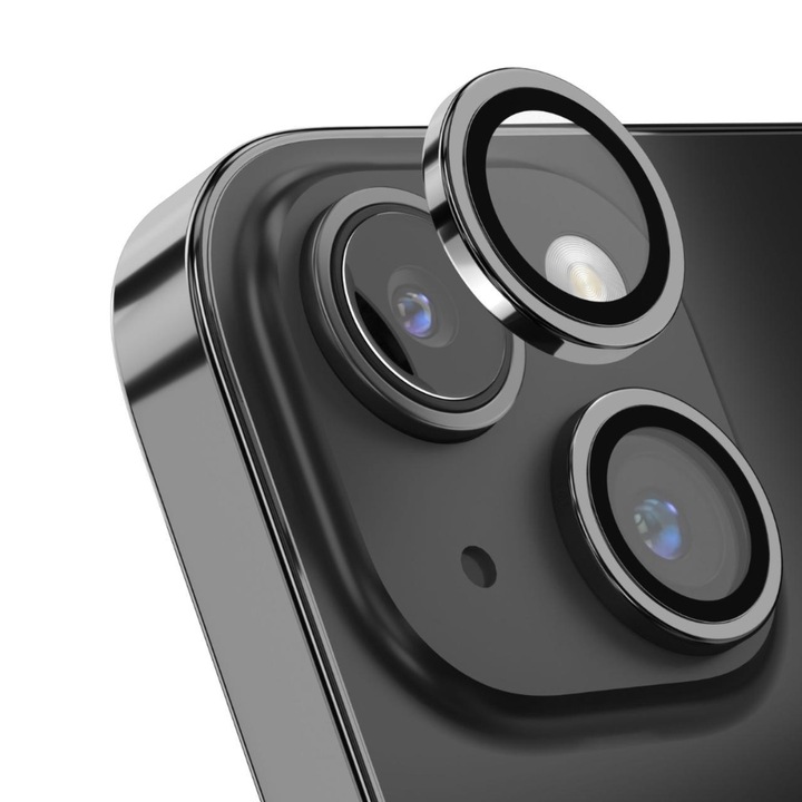 Folie Devia Sticla Camera Peak Series compatibila cu iPhone 15 / 15 Plus pachet de 2 buc Gri