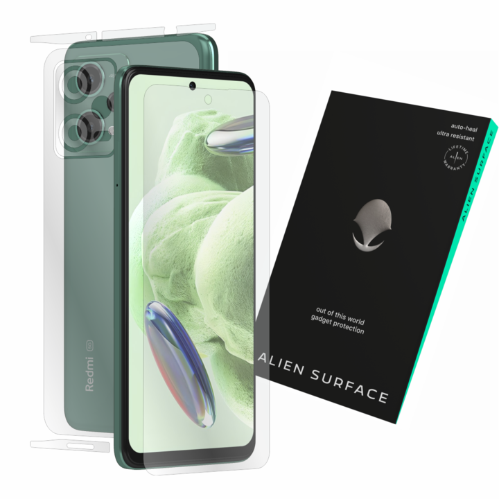 Alien Surface védőfólia, kompatibilis a Xiaomi Redmi Note 12 5G-vel, képernyőborító, hátlap, oldalak