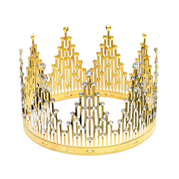 Coronita aurie cu strasuri, VERSAMAG, decoratiune pentru ornat torturi si aranjamente, 8.8x13.5 cm