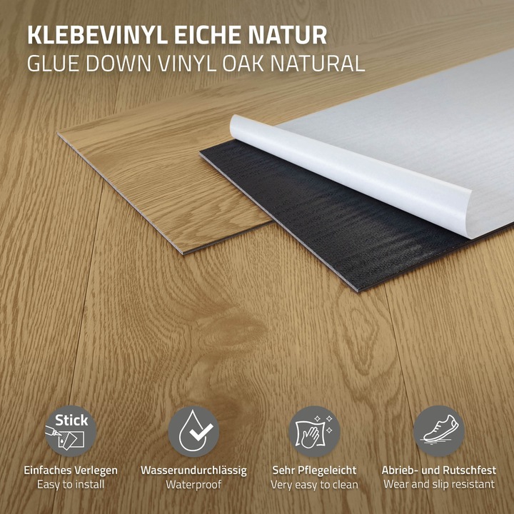 Parchet de vinil ML-Design, 11,15 m² PVC, 80 placi pardoseala, natural, stejar, 91,5x15,3cm, instalare rapida si usoara