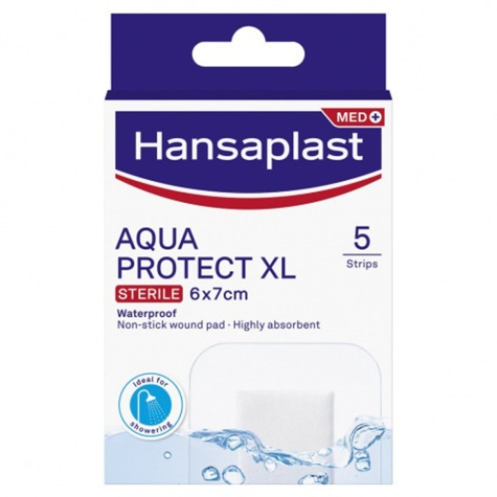 Set 5 tampoane, Hansaplast, Aqua Protect, Impermeabil, XL, 6 x 7 cm
