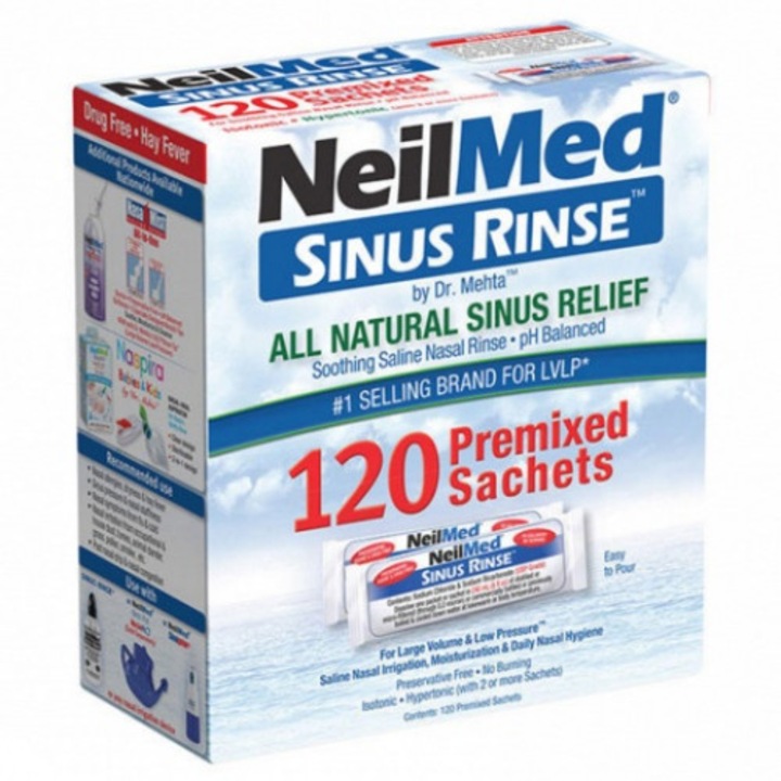 Pachet 120 plicuri solutie salina, NeilMed, Sinus Rinse
