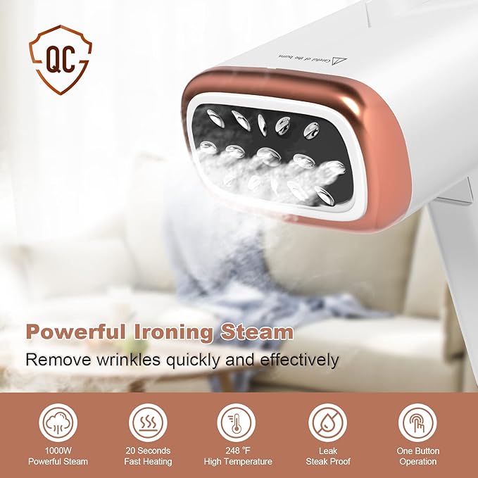 Fier de calcat cu aburi, portabil, compact, cu rezervor detasabil, 1000 W, incalzire rapida in 30 secunde, ideal pentru deplasari, concedii