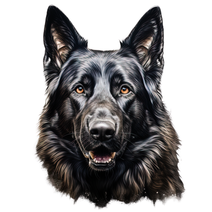 Sticker decorativ perete, auto si geam, Caine -Black German Shepherd model 4, 40 CM