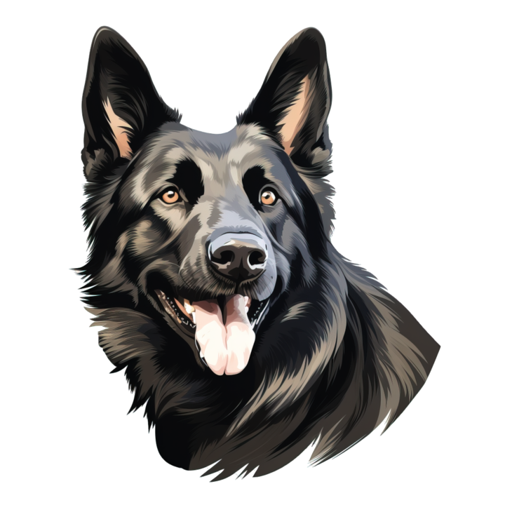 Sticker decorativ perete, auto si geam, Caine -Black German Shepherd, 40 CM