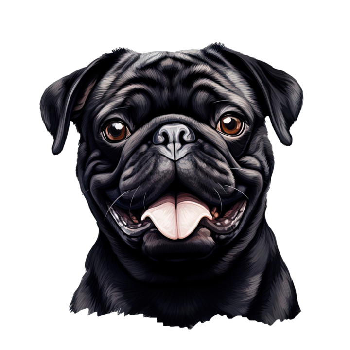 Sticker decorativ perete, auto si geam, Caine -Black Pug model 1, 40 CM
