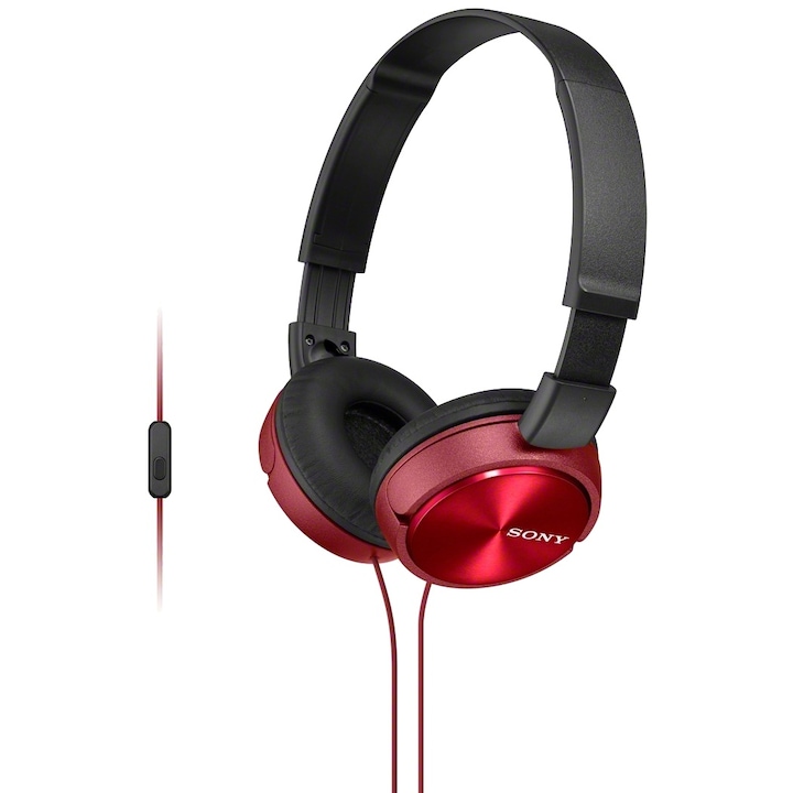 Аудио слушалки Sony MDRZX310APR, Tип DJ, Телефонен контрол, Червени/Red