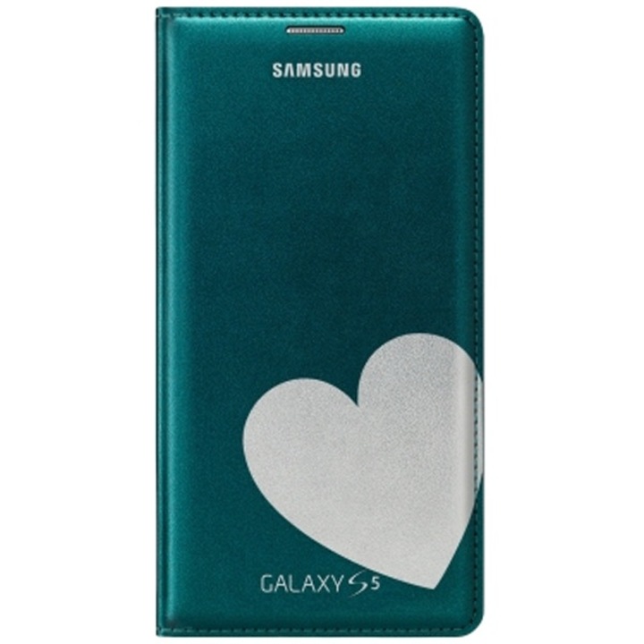 Калъф Samsung Flip Wallet Moschino за Galaxy S5, Зелен/Сребрист