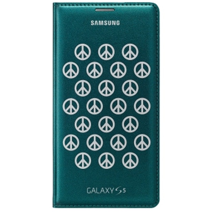 Калъф Samsung Flip Wallet Moschino Peace за Galaxy S5, Зелен/Сребрист