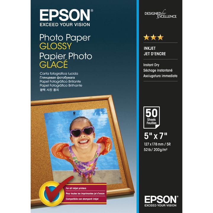 Hartie foto Epson Glossy C13S042545, 50 sheets 13 cm x 18 cm