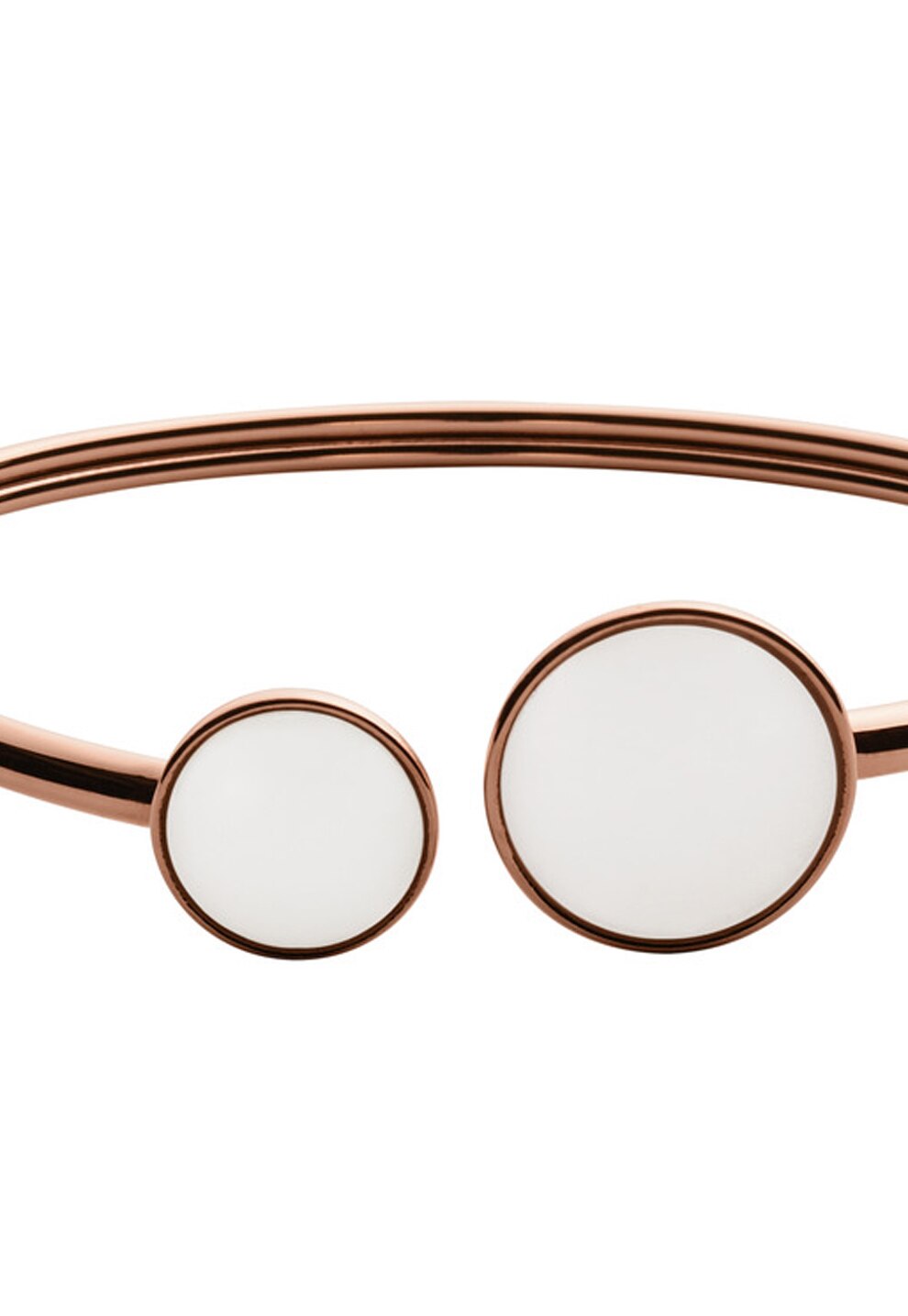 Skagen Bratara rigida auriu rose cu alb cu sticla mata si fara inchider