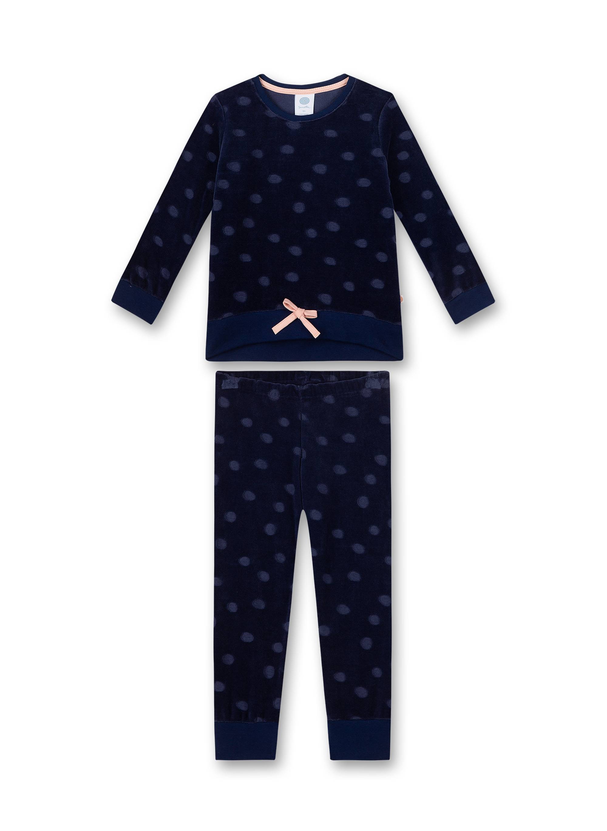 Sanetta, Pijama cu buline, Albastru inchis, 116 CM