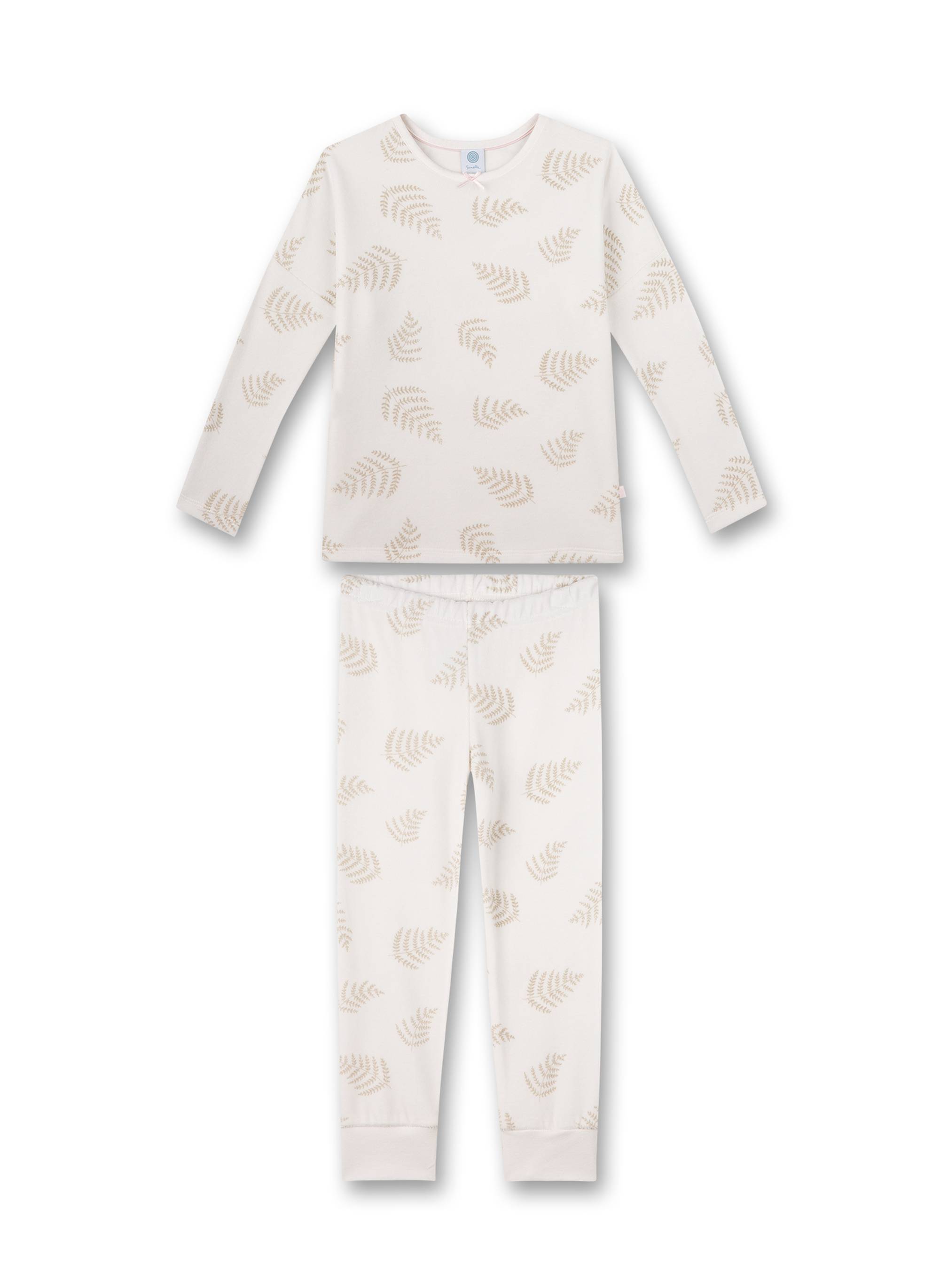 Sanetta, Pijama lunga cu imprimeu grafic, Bej, 128 CM