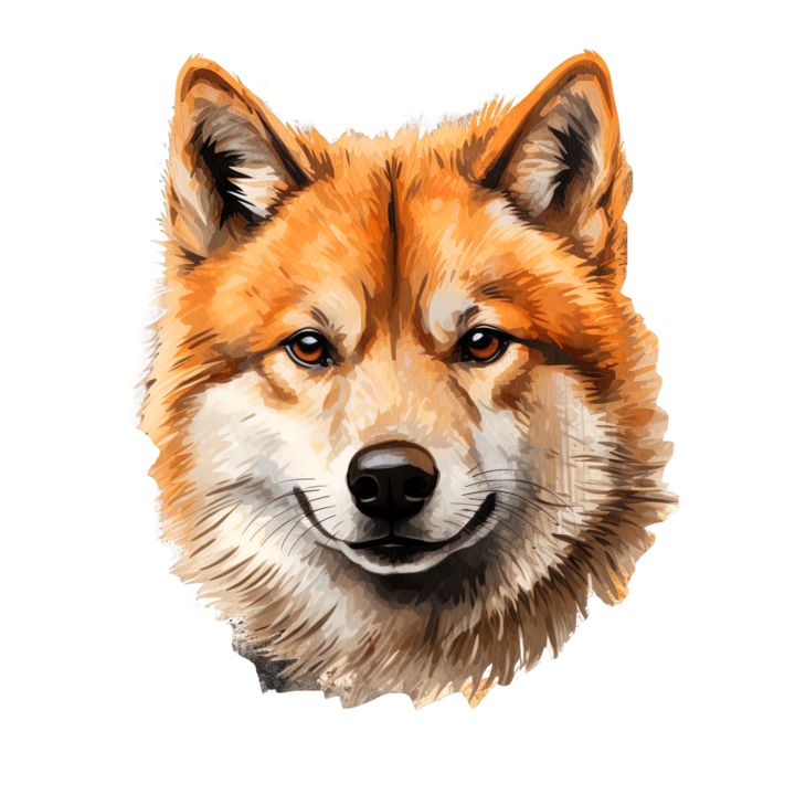 Sticker decorativ perete, auto si geam, Caine -Akita Orange model 1, 40 CM