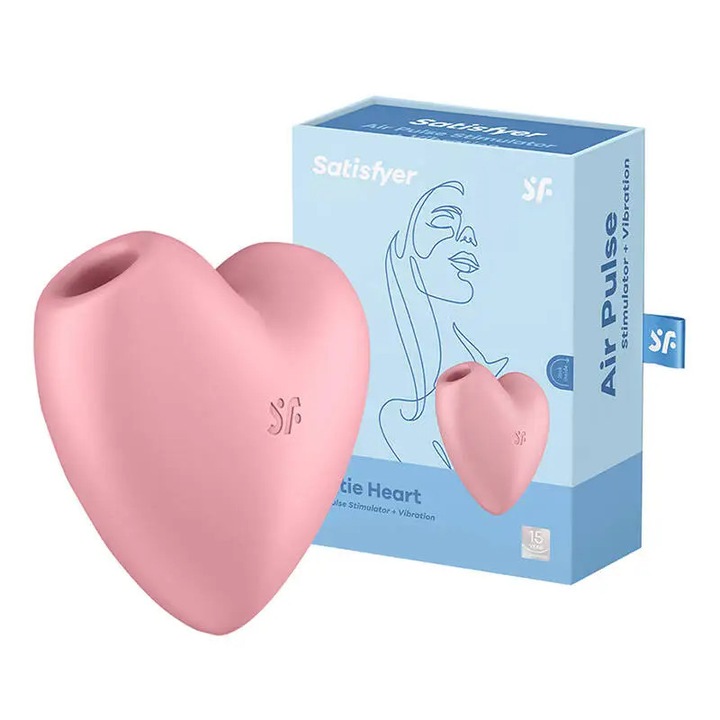 Stimulator clitoridian Satisfyer Cutie Heart, cu vibratii, rosu