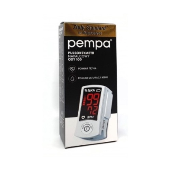 Пулсоксиметър, Pempa, OXY100, за пръст, Бял/Черен