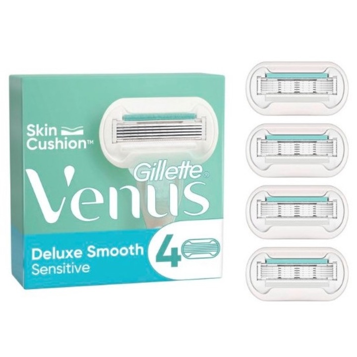 Set 4 rezerve aparat de ras pentru femei, Gillette Venus, Deluxe Smooth Sensitive