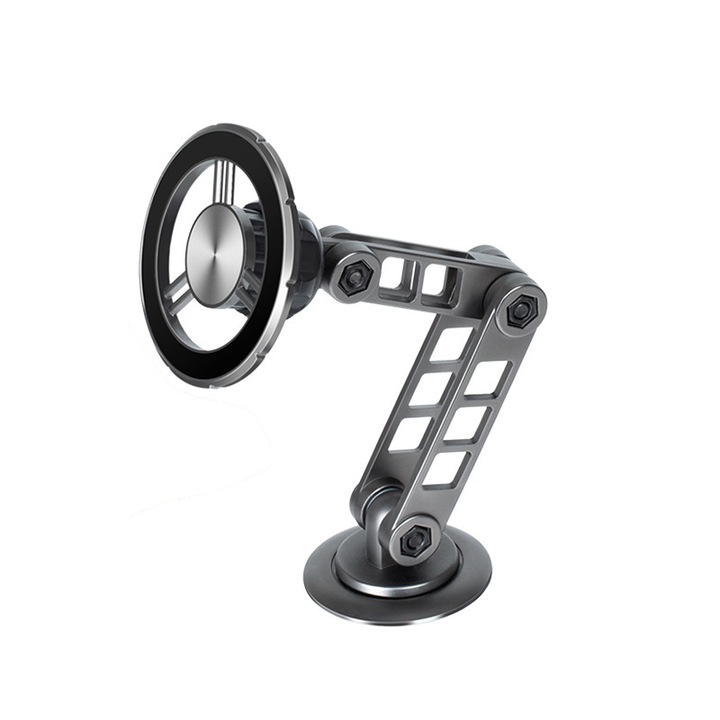 Suport auto magnetic cu brat mecanic, SIHOiSi, Aliaj de zinc, 18×9.5×5cm, Gri