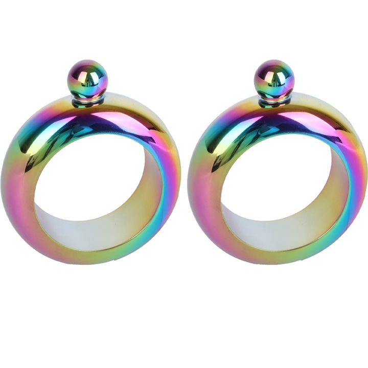 2 db plosca karkötő készlet, QttvbTna, Rozsdamentes acél, 100 ml, Többszínű, 10 x 11,9 cm