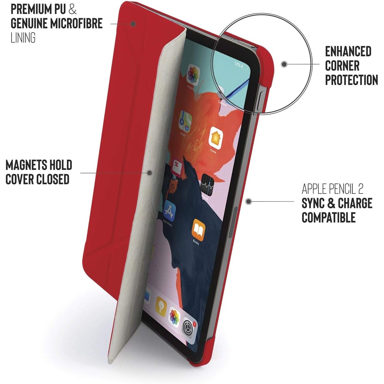 Husa Pipetto Origami pentru iPad Pro 11 (2018) / iPad Air (2022 / 2020), red