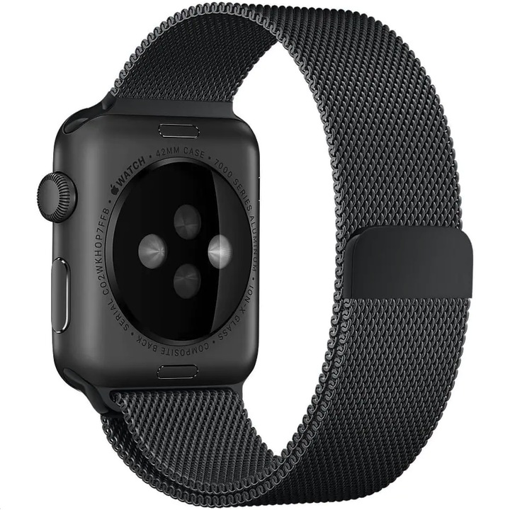 Каишка Milanese, съвместима с Apple Watch 2/3/4/5/6/7/8/SE/Ultra, 42/44/45/49 мм, черна