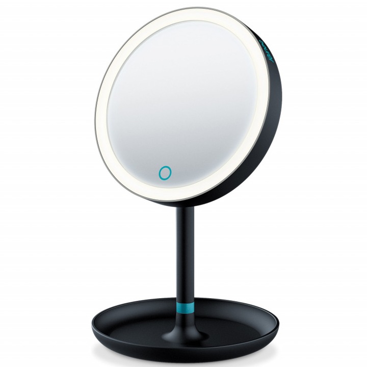 Beurer BS 45 LED kozmetikai tükör, 17,5 cm, Normál/5x-es nagyítás, Érintésérzékelő, Sötétítő funkció, Fekete