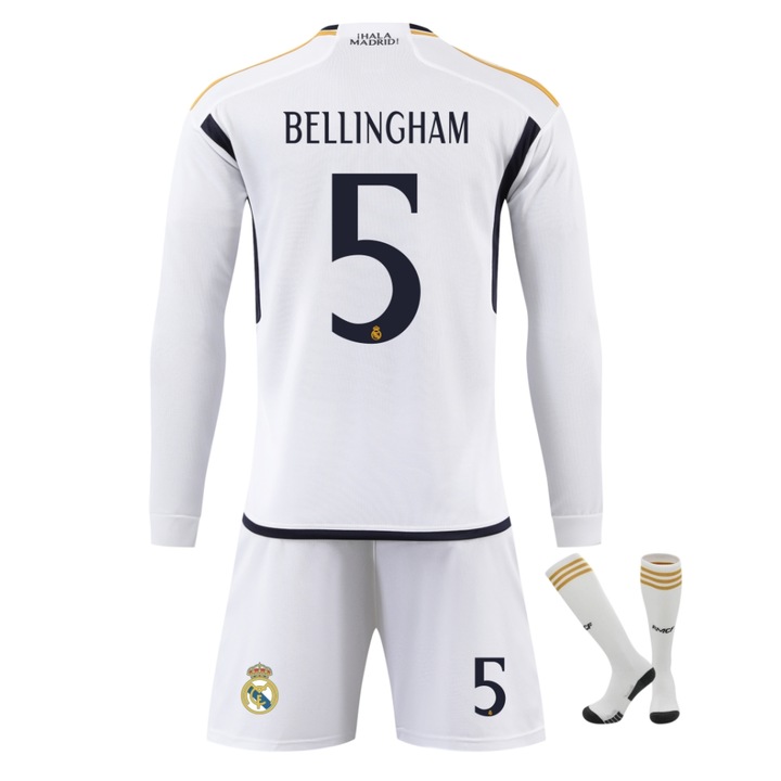 Детска спортна екипировка Real Madrid Bellingham Футболна фланелка с дълъг ръкав