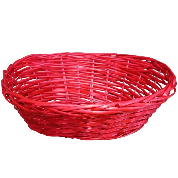 Овална плетена кошница, комплект x3, червена, Lucina, 39 cm x 32 cm