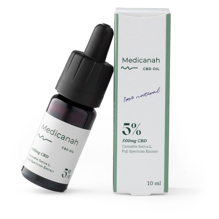 Ulei de Canabis CBD 5%, 500mg, Full Spectrum, Premium, Medicanah, 10ml