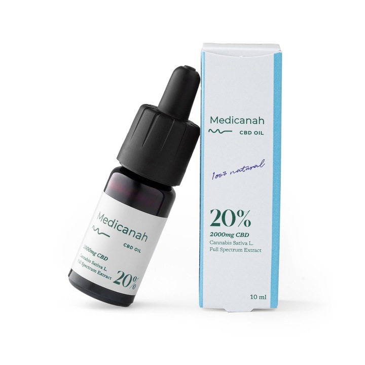 CBD масло от канабис 20%, 2000 mg, пълен спектър, Medicanah, 10 ml