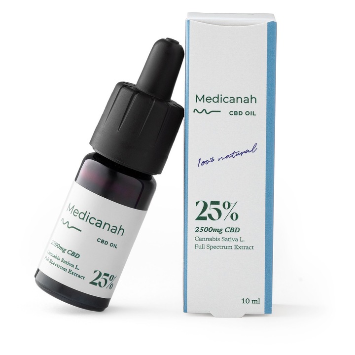 Ulei de Canabis CBD 25%, 2500mg, Full Spectrum, Premium, Medicanah, 10ml