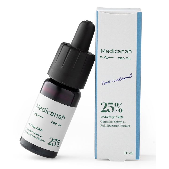 CBD kannabiszolaj 25%, 2500 mg, teljes spektrumú, Medicanah, 10 ml