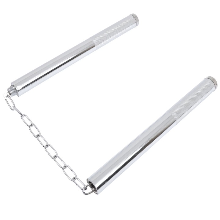 Nunceag-nunchucku, metalic, argintiu, transformare in baston 54 cm, Dalimag