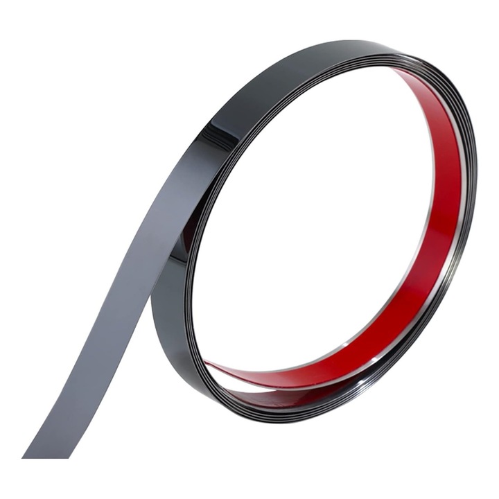 Banda Decorativa Autoadeziva Cu Efect de Oglinda Luxer, Lungime 500 cm, Latime 2 cm, Black