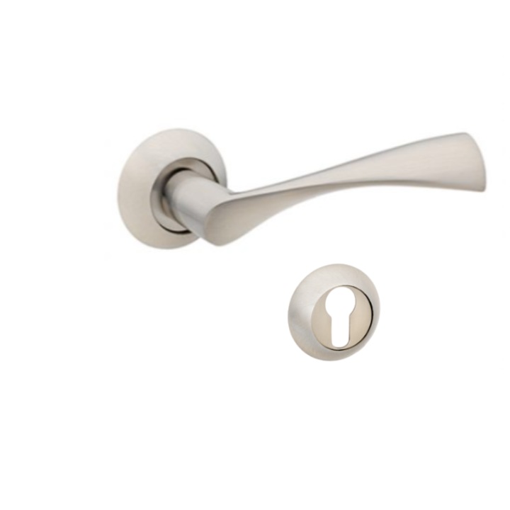 Maner usa interior, CLASSICO A, rozeta rotunda yala, satin- crom