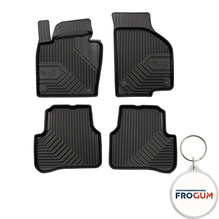 Set 4 covorase auto din cauciuc tip tavita Premium 3D pentru Volkswagen Passat B6 Combi, an fabricatie 2005 - 09.2010 si breloc Frogum