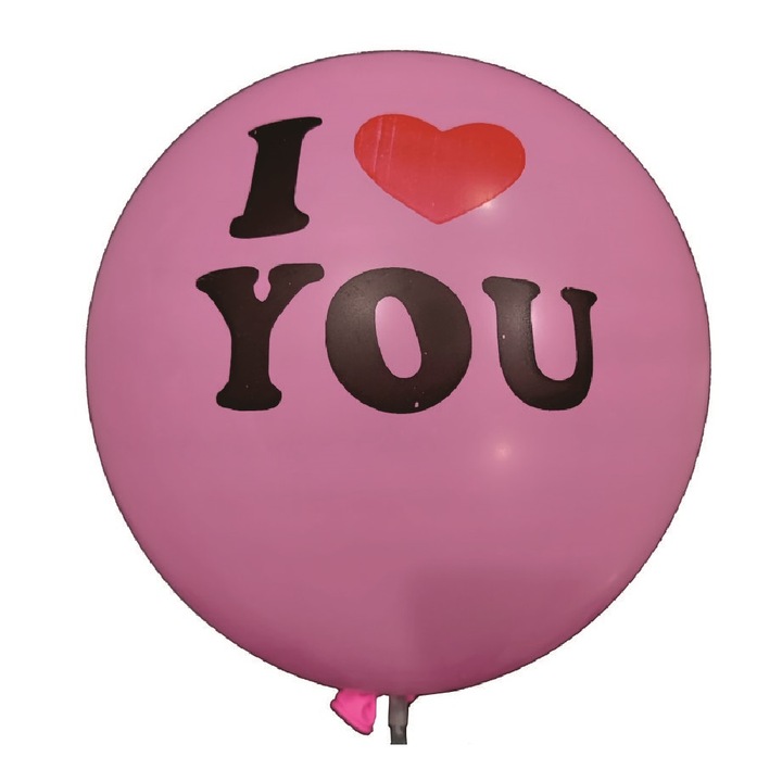 Balon party latex, roz, negru, rosu, I love you, 30 cm, 20 buc