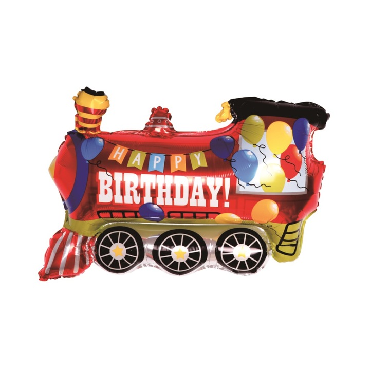 Balon party, folie metalizata rosu, 73x60 cm, locomotiva