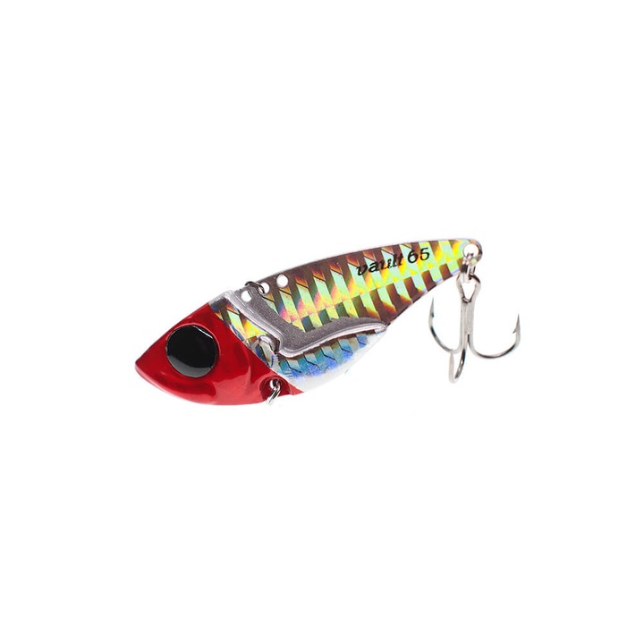 Cicada Damiki Vault-65, 6.5cm, 23gr, 014H Red Head Holo, pentru pescuitul la avat, somn, salau sau stiuca