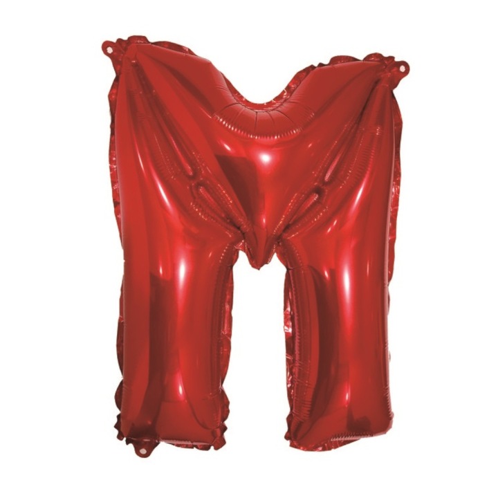 Buli léggömb, piros fémfólia, 40 cm, M betű