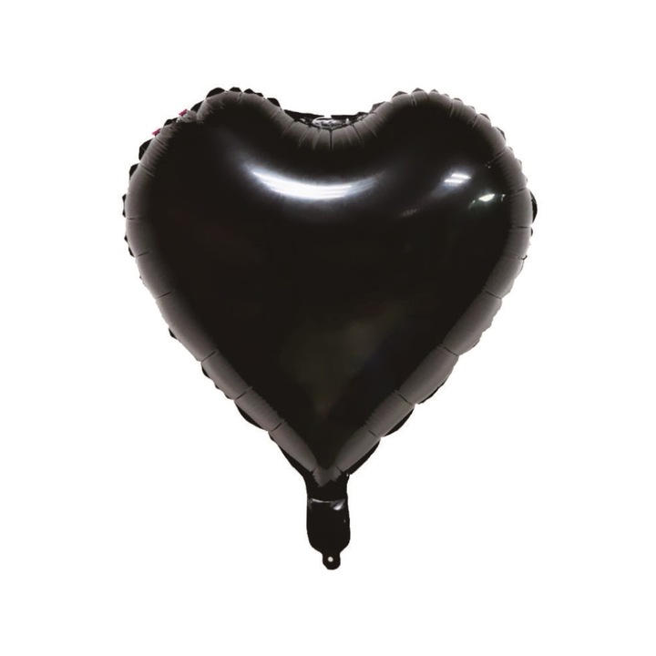 Balon party, folie metalizata negru, 45 cm, inima