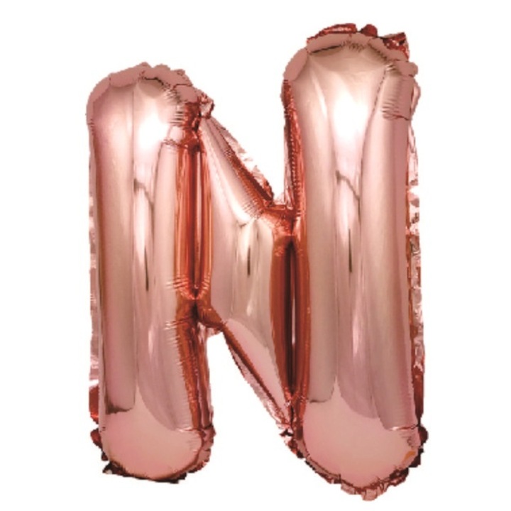 Balon party, folie metalizata roz, 40 cm, litera N