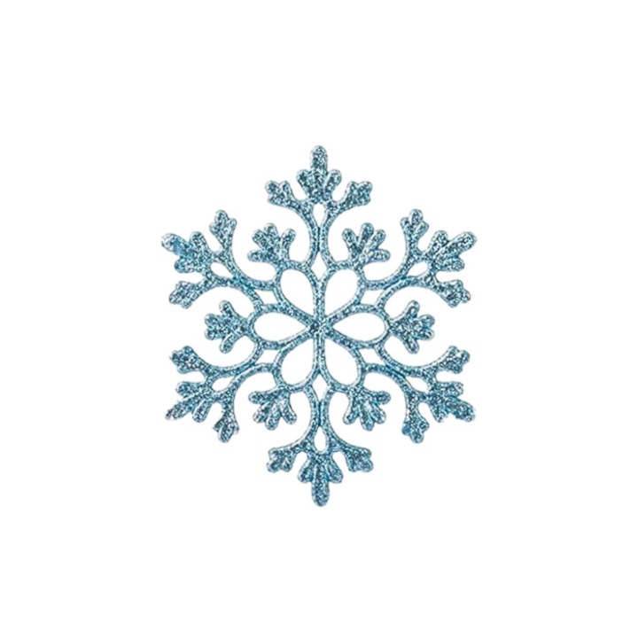 5 db-os díszkészlet, hópelyhek, karácsonyfára, 10 cm, Türkiz