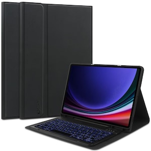 Husa cu tastatura Tech-Protect Smartcase Pen compatibila cu Samsung Galaxy Tab S9 FE Plus 12.4 inch Black