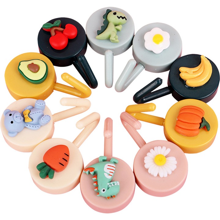 Set 10 cuiere cu adeziv si agatatoare pentru prosop